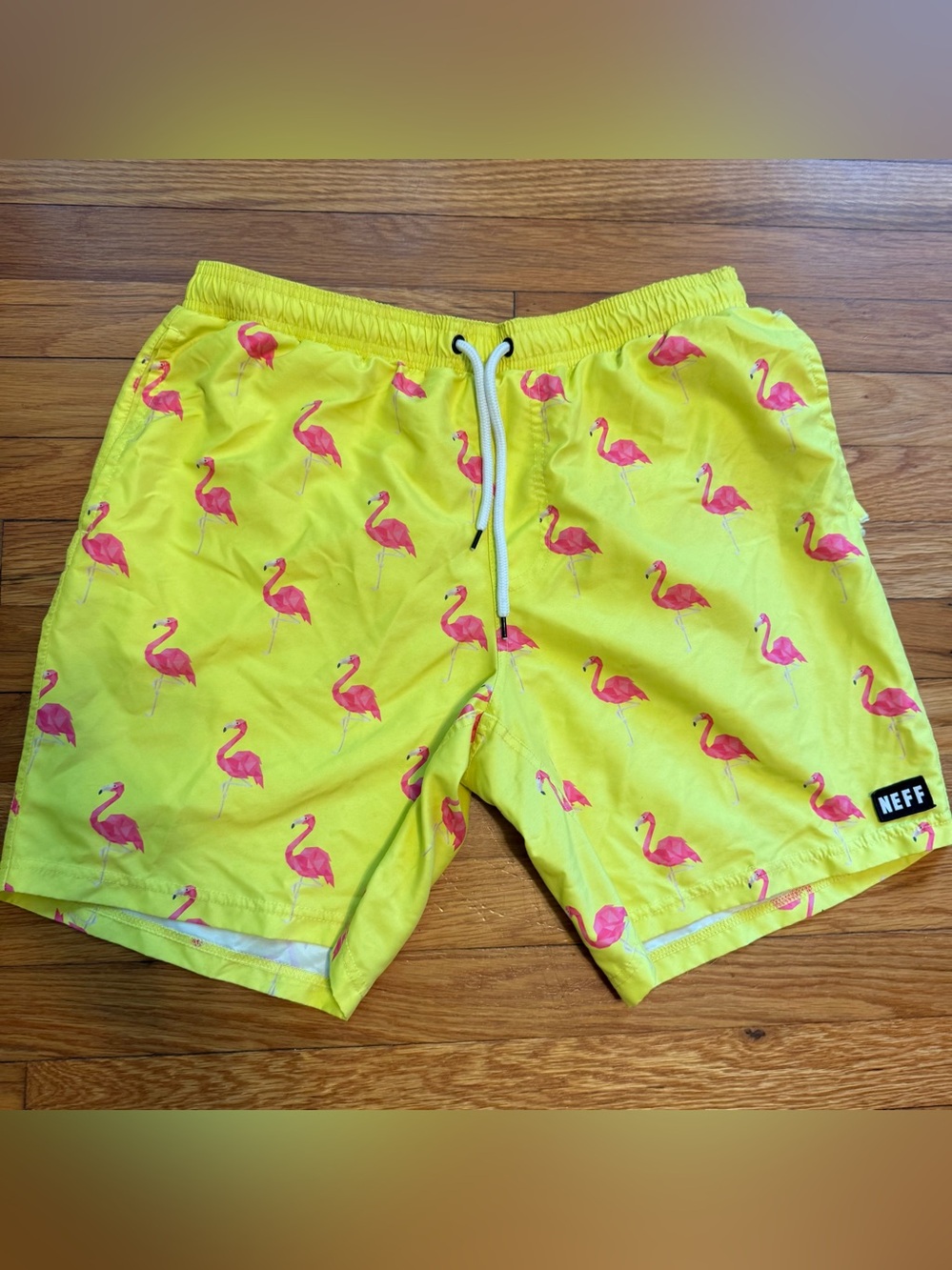 Neff Yellow Elastic-Waist Swim Shorts with Neutral Liner
